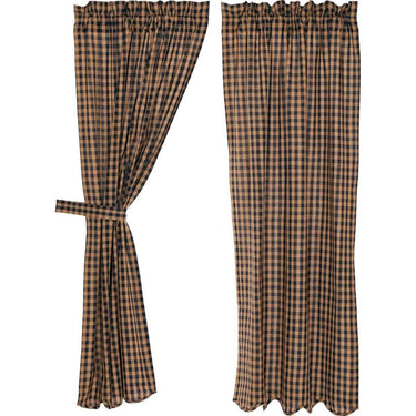 Navy Check Scalloped Short Panel Curtain Set of 2 63